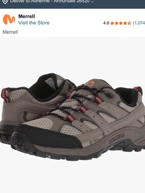 Merrell Taupe Hiking Sneakers with Black and Red boys size 5 or woman’s 7